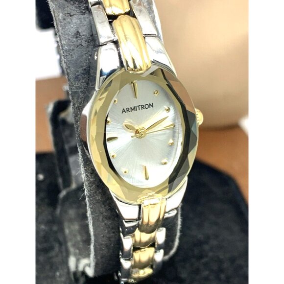 Armitron Women's Watch 75/3313TTG Silver Dial Quartz Two Tone Steel Petite 17mm - Picture 12 of 13